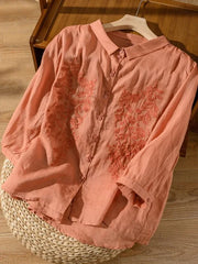 Tangerine Bloom Top with cotton fabric