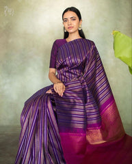 PURPLE PURE SOFT SILK SAREE WITH ATTRACTIVE BLOUSE PIECE