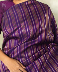 PURPLE PURE SOFT SILK SAREE WITH ATTRACTIVE BLOUSE PIECE