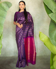 PURPLE PURE SOFT SILK SAREE WITH ATTRACTIVE BLOUSE PIECE