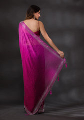 Ombre Wine Stonework Designer Saree