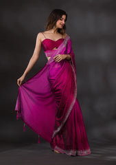 Ombre Wine Stonework Designer Saree