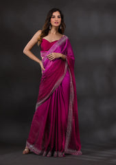 Ombre Wine Stonework Designer Saree