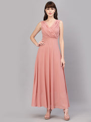 Tokyo Talkies Women Peach Solid GOWN Dresses