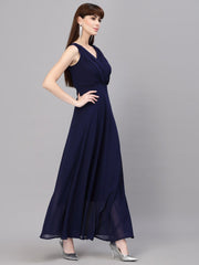 Tokyo Talkies Women NAVY BLUE Solid GOWN Dresses