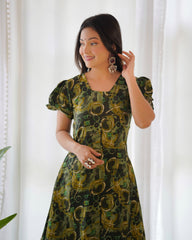 PURE COTTON DARK GREEN FLORAL CO-ORD SET