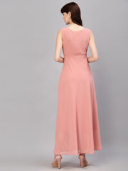 Tokyo Talkies Women Peach Solid GOWN Dresses