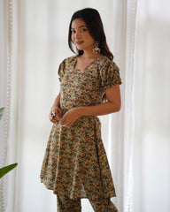 PURE COTTON CHICKOO FLORAL CO-ORD SET