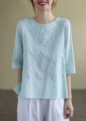 Bluebell Lace Infused Blouse cotton based top (sky)