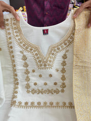 NEW JANKI WHITE BEAUTIFUL HEAVY FULLY STITCHED SUIT SET