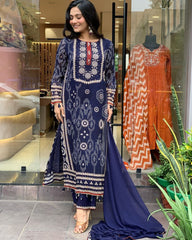 Shreya Blue Printed Suit Set