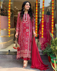 Shreya Red Printed Suit Set