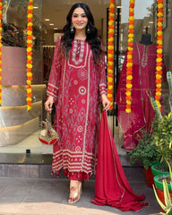 Shreya Red Printed Suit Set