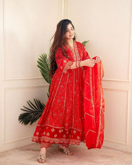 Meera Red Voluminous Anarkali Suit Set