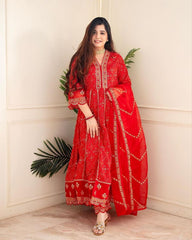 Meera Red Voluminous Anarkali Suit Set