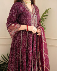 Meera Maroon Voluminous Anarkali Suit Set