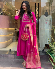 NEW JANKI PINK BEAUTIFUL HEAVY FULLY STITCHED SUIT SET