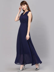 Tokyo Talkies Women NAVY BLUE Solid GOWN Dresses