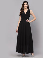 Tokyo Talkies Women BLACK Solid GOWN Dresses