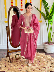 MADHVI VISCOSE CHANDERI SUIT SET