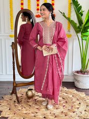 MADHVI VISCOSE CHANDERI SUIT SET