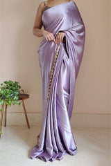 Women's Ready to Wear SIVIGA TULIP Satin Silk 1 Minute Pre Pleated Heavy Saree with Designer Hand Work Tassels