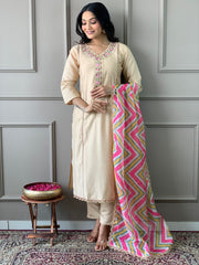 NOOR VISCOSE CHANDERI SUIT SET