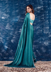 Turquoise Blue Stonework Satin Designer Saree