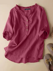 Women V-Neck Plain Top