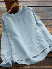 Loose Embroidered Round Lace Shirt