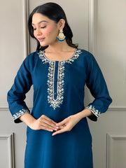 EMILY VISCOSE CHANDERI BLUEISH SUIT SET