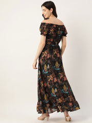 Midnight Floral Belted Dress