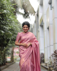 BABY PINK PURE SOFT SILK SAREE WITH ATTRACTIVE BLOUSE PIECE