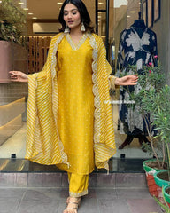 YELLOW BANDHNI DESGIN SUIT SET