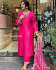 PINK BANDHNI DESGIN SUIT SET