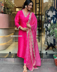 PINK BANDHNI DESGIN SUIT SET