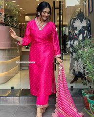 PINK BANDHNI DESGIN SUIT SET