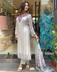 Mahek Women Embroidered PURE Tebby SILK kurta set